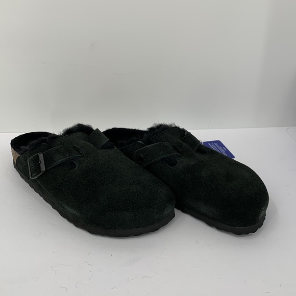 Birkenstock Boston Shearling lined clog shoe slide comfort suede black new 40 9 - Picture 7 of 7